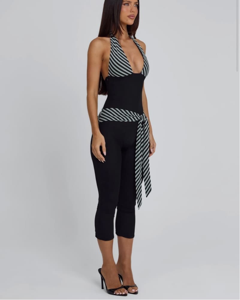 MALANI CAPRI JUMPSUIT BLACK STRIPE - Image 4