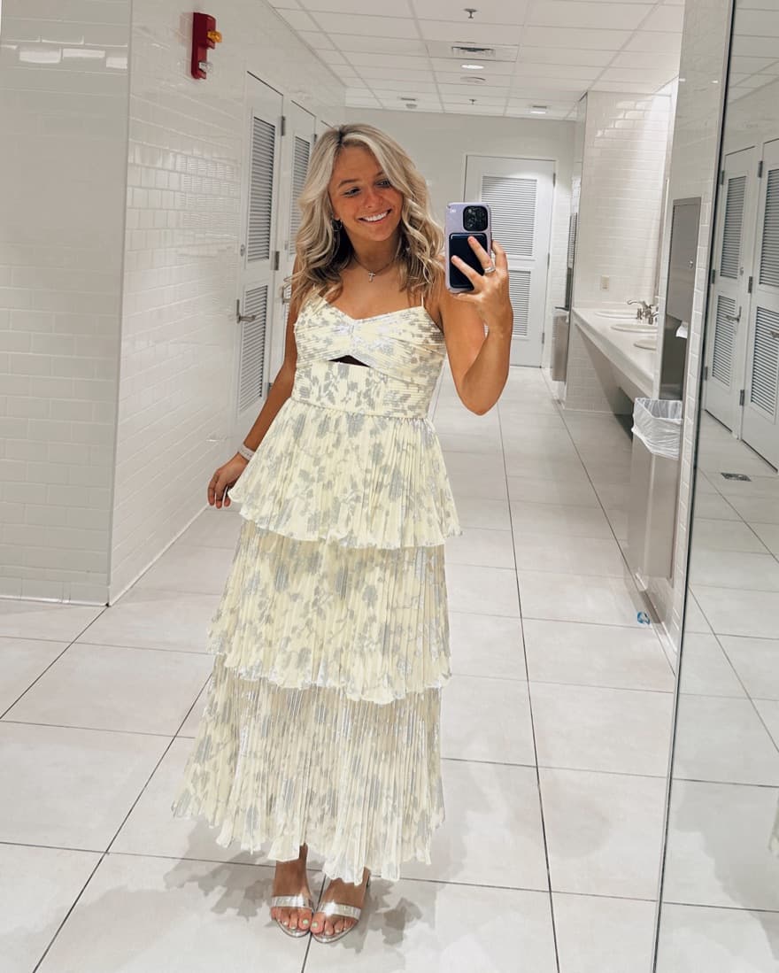 Self Portrait Yellow Metallic Dress - Image 1