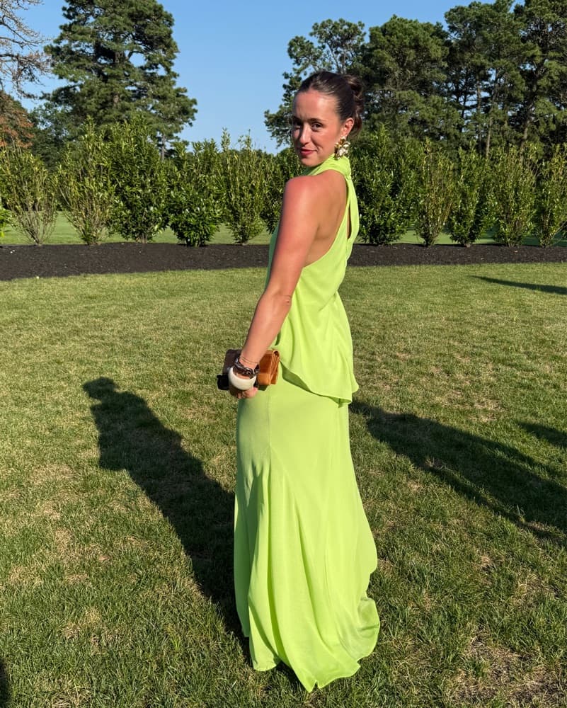 Vibrant Green Halter Style Gown - Image 4