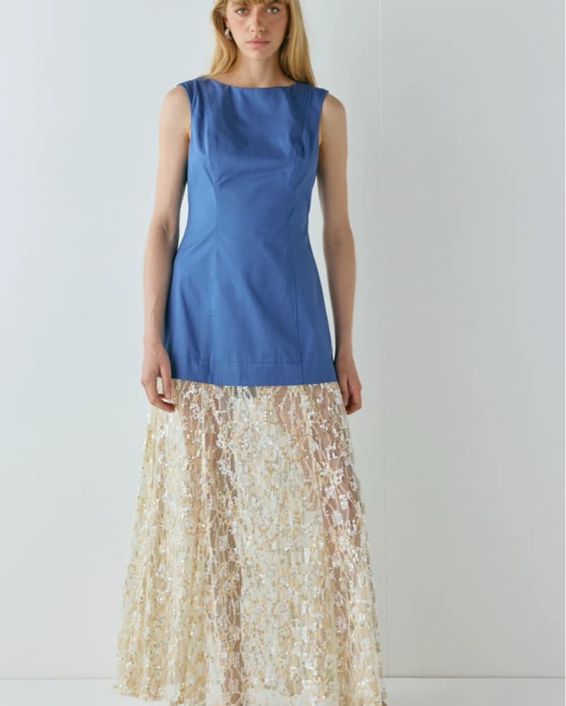 Blue Sequin Maxi Dress - Image 5