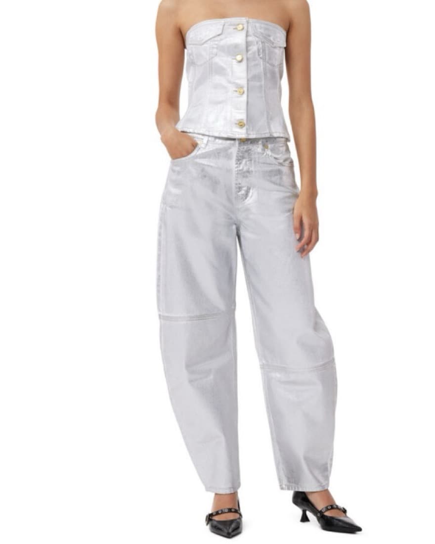 GANNI SILVER FOIL JEAN - Image 2