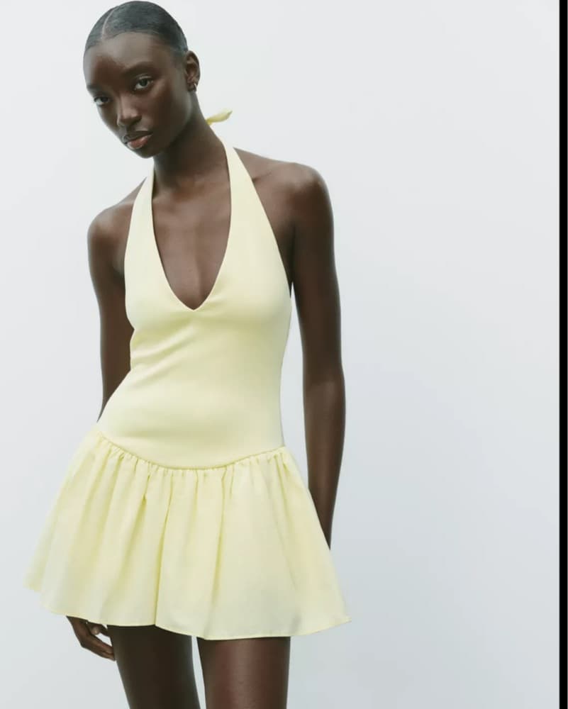 Zara Butter Yellow Halter Dress - Image 1