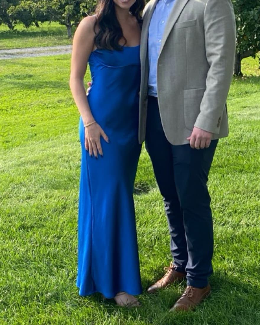 Hello Molly Blue Satin Maxi Dress - Image 1