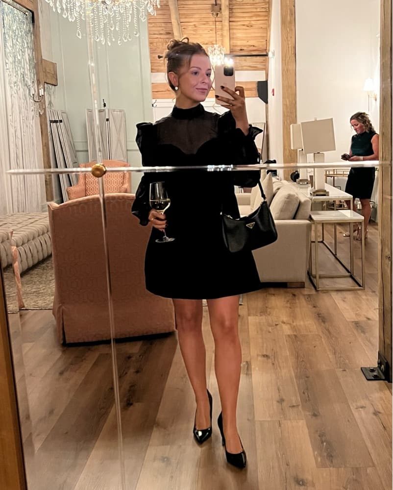 Black Velvet & Organza Dress - Image 5