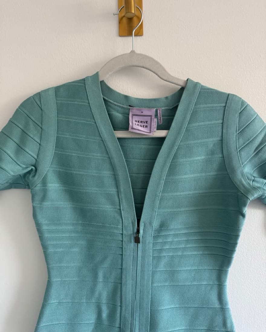 Herve Ledger Teal Bandage Dress - Image 1
