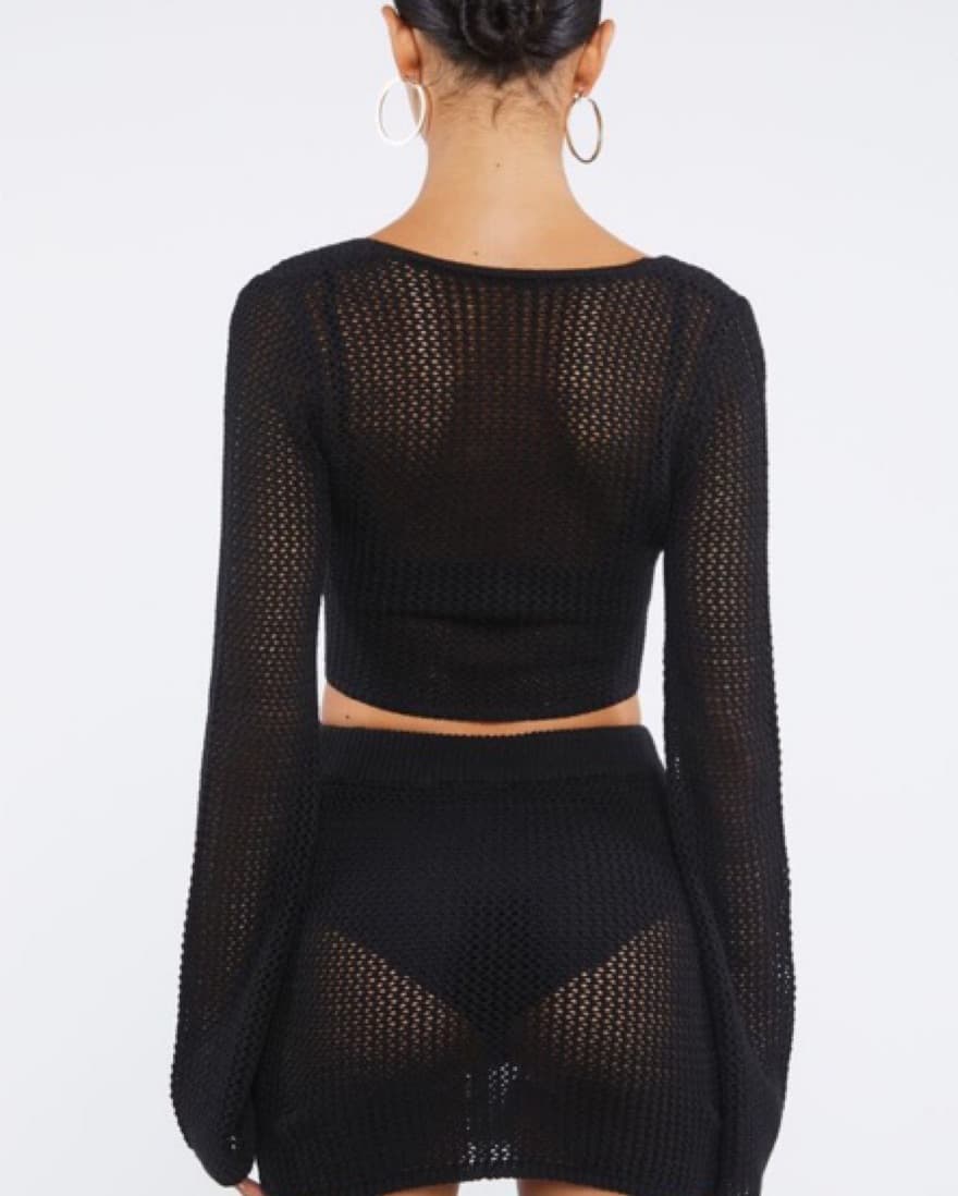 Crochet Swim Cover-Up Crop Top - Image 3