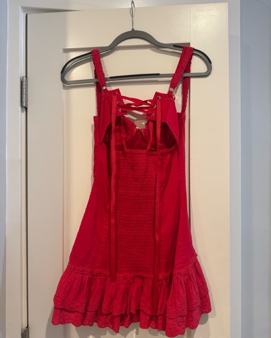 Dainty Red Mini Dress  - Image 4