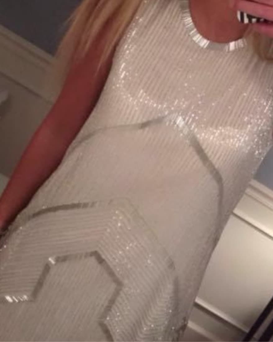 Vintage White Mini Sequin Dress - Image 2