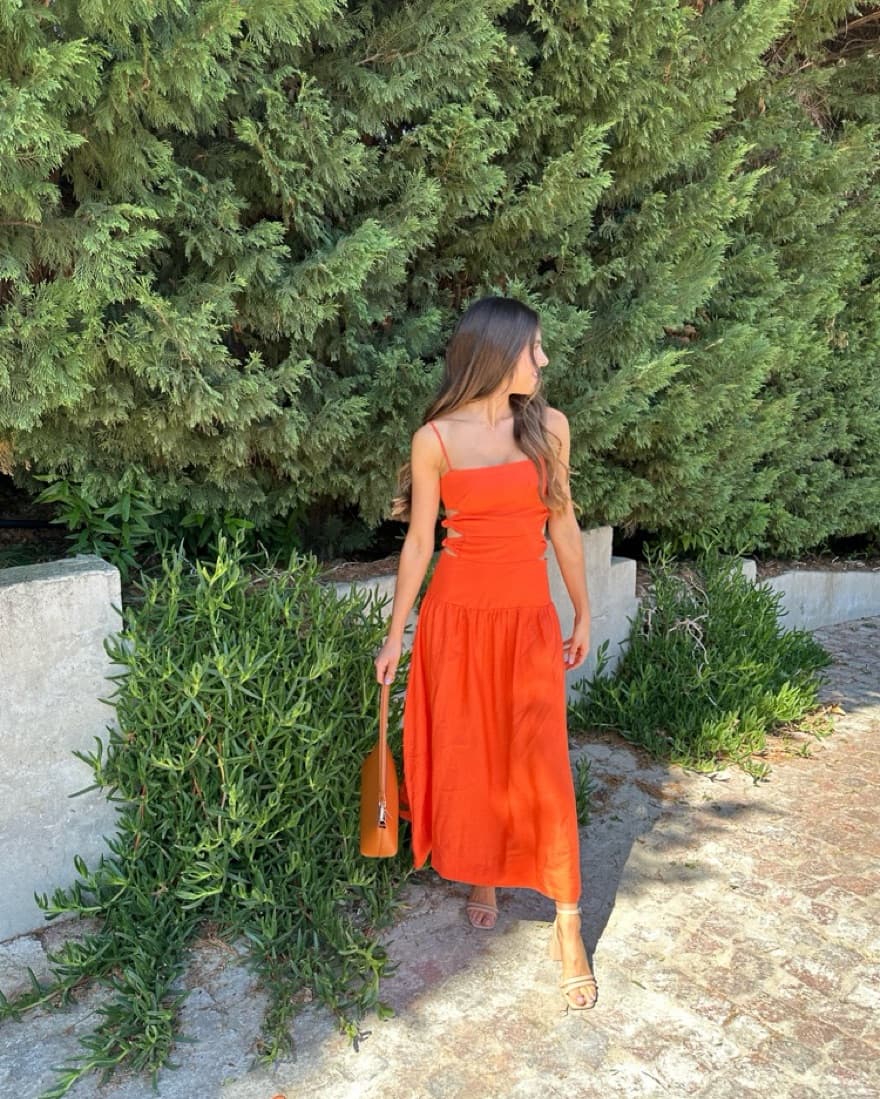 Farm Rio Orange cut out dress - Image 1