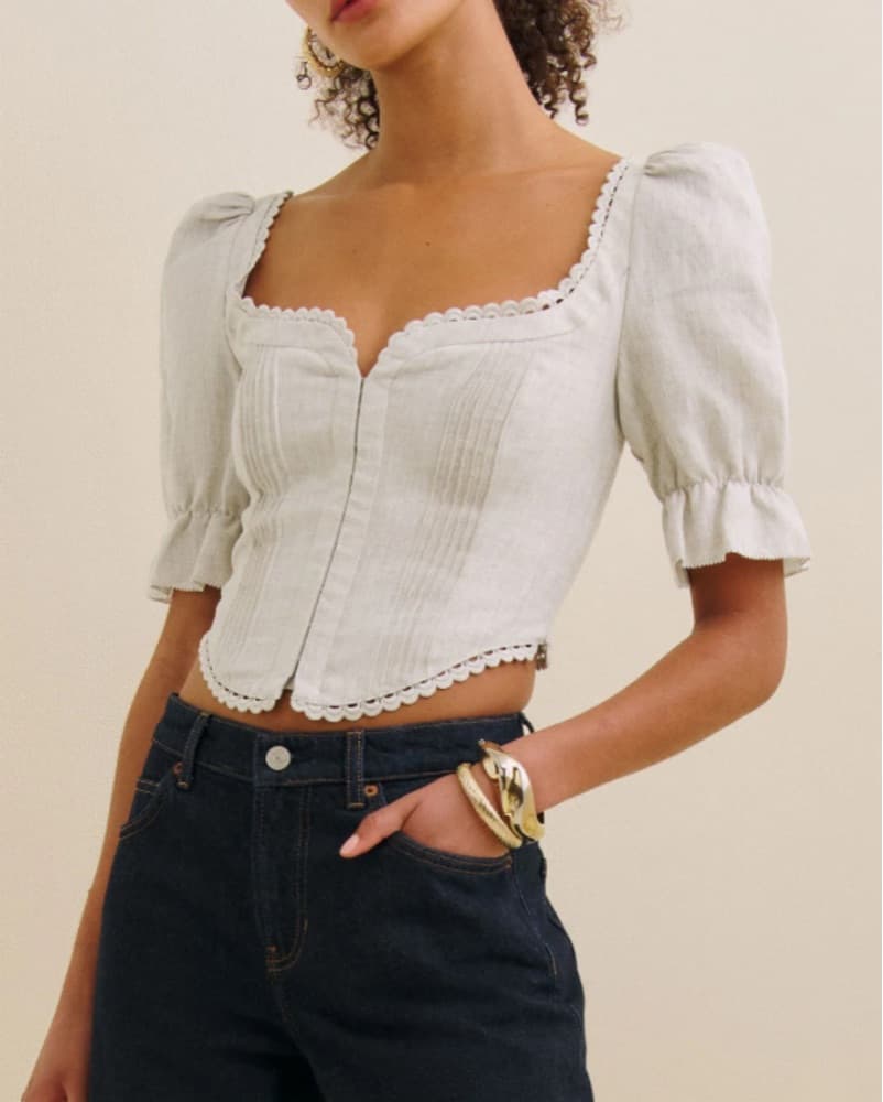 Reformation Simmie Linen Top - Image 3