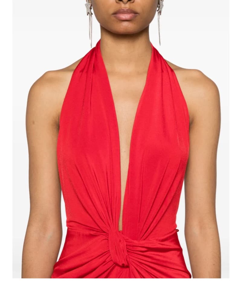 NISSA Open Back Red Halter Maxi Dress - Image 4