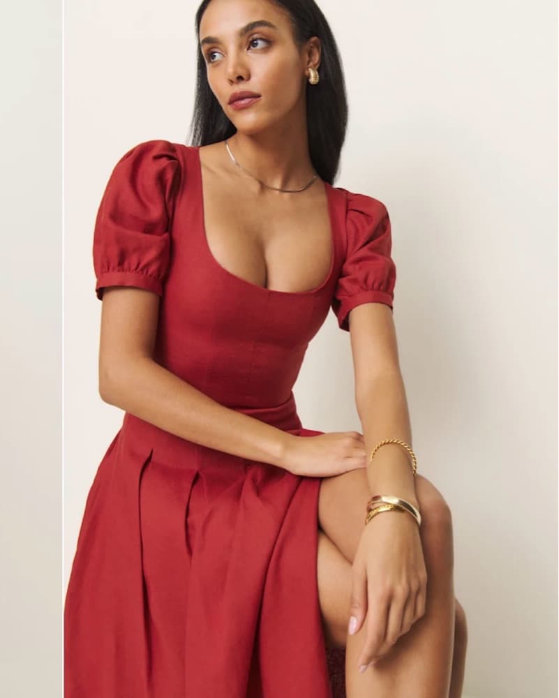Reformation Linen Red Dress - Image 1
