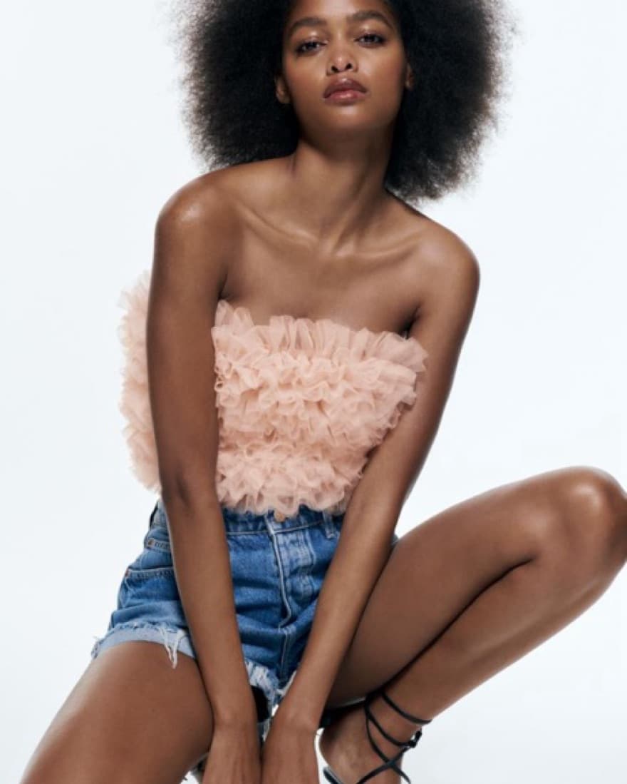 Ruched Pink Party Strapless Top - Image 2