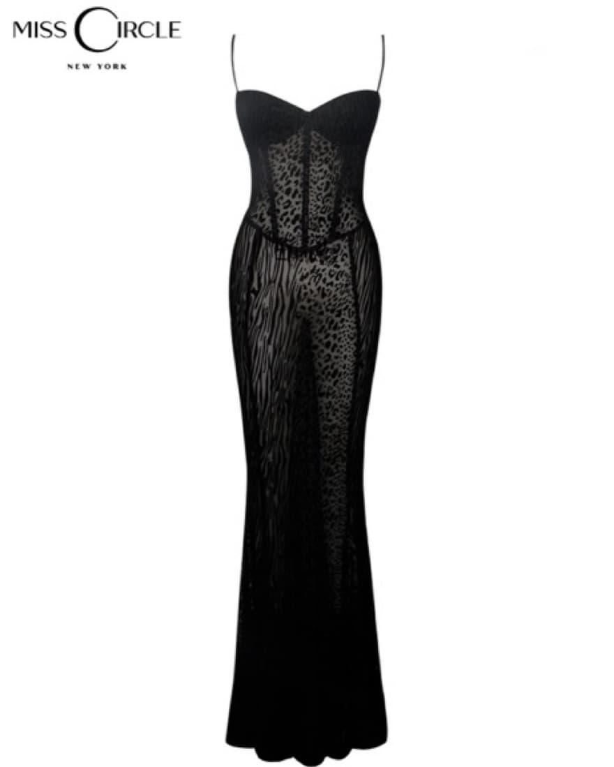 Ulani Black Burnout Velvet Mesh Dress - Image 3