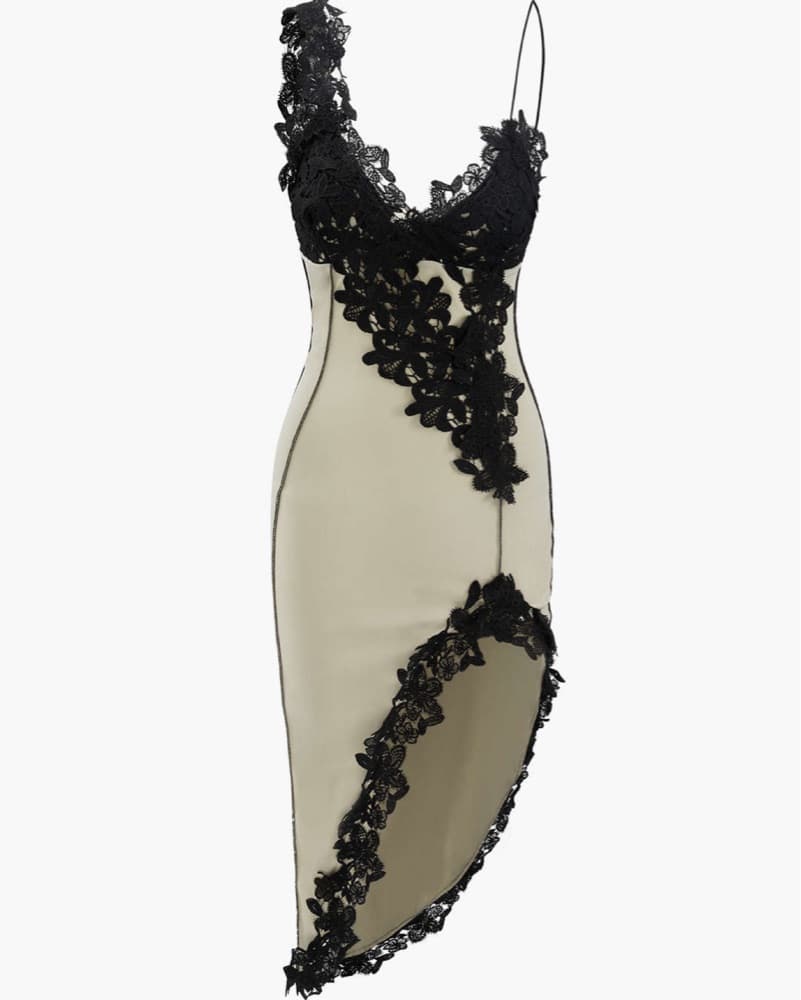 Elegant Lace Accent Midi Dress - Image 2