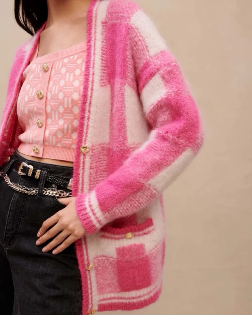 Maje Pink Mohair Cardigan - Image 5