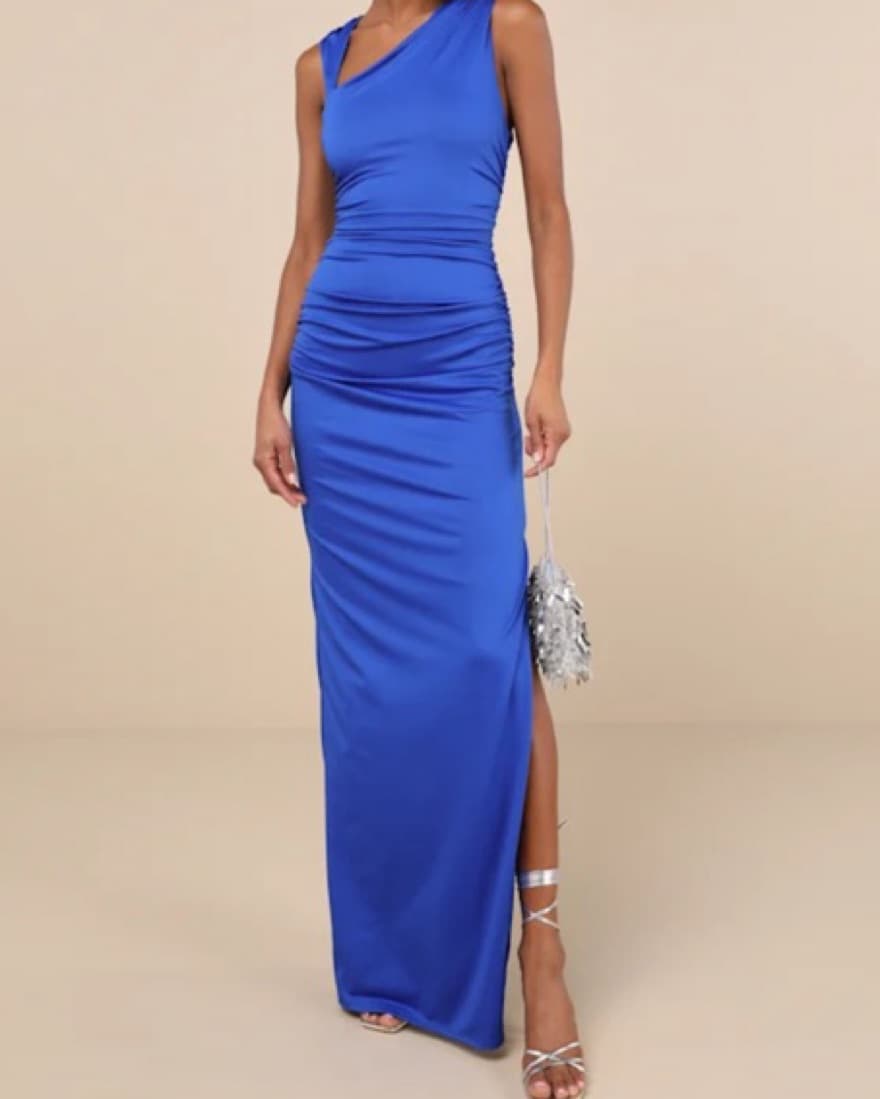 Stunning One-Shoulder Blue Gown - Image 1