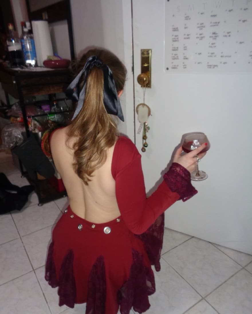 Handmade Red Dress With Open Back - Image 2