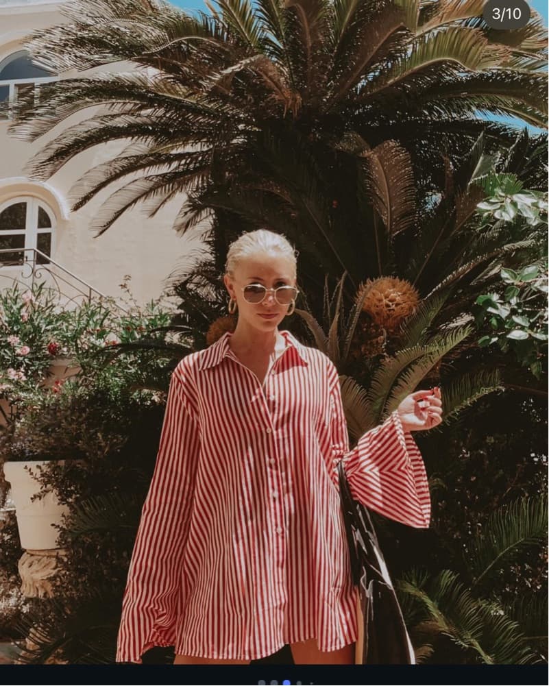 Chic Striped Beach Shirt Dress - Image 1