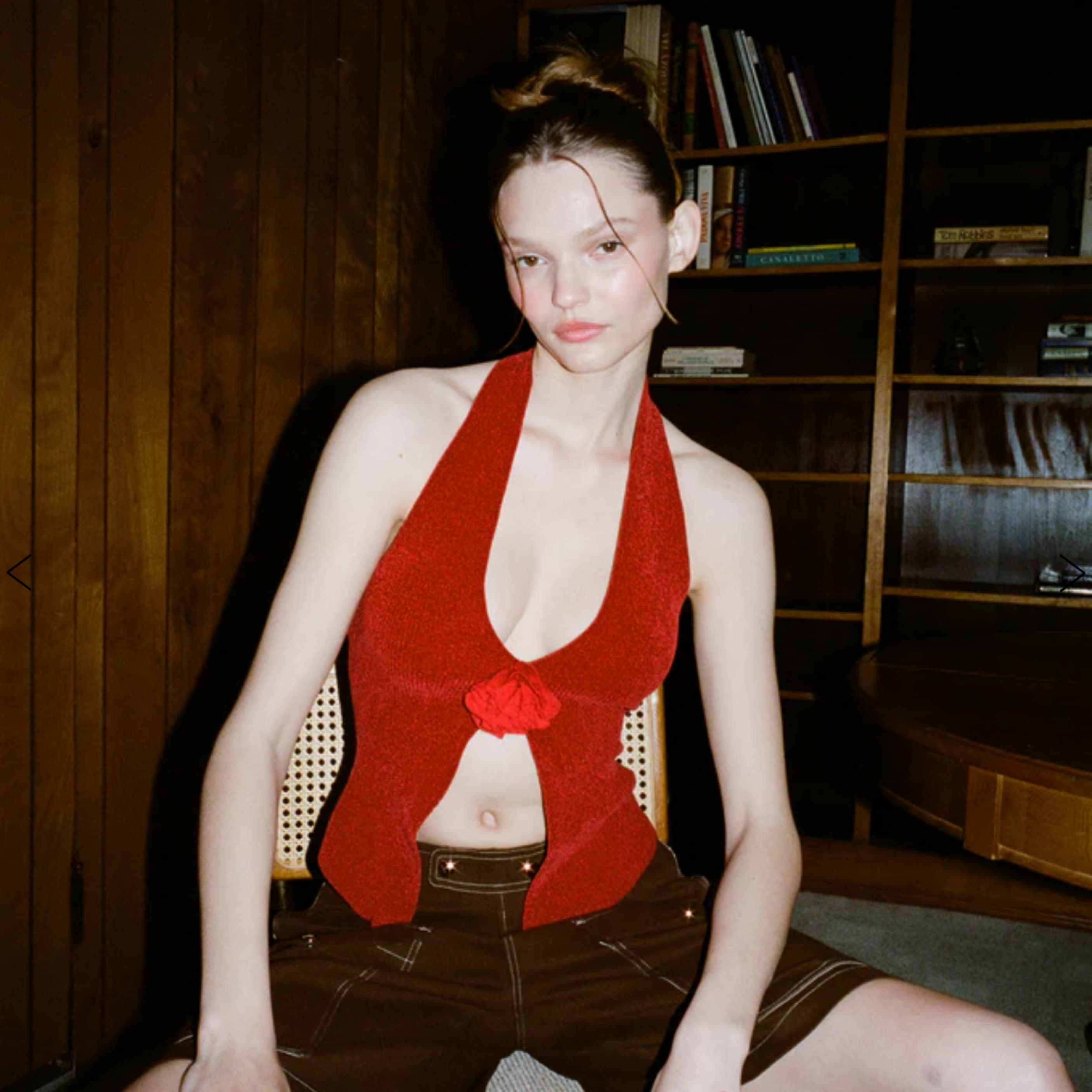 with jean red halter top - Image 1