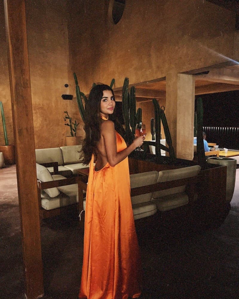 ASOS Orange Satin Halter Jumpsuit - Image 1