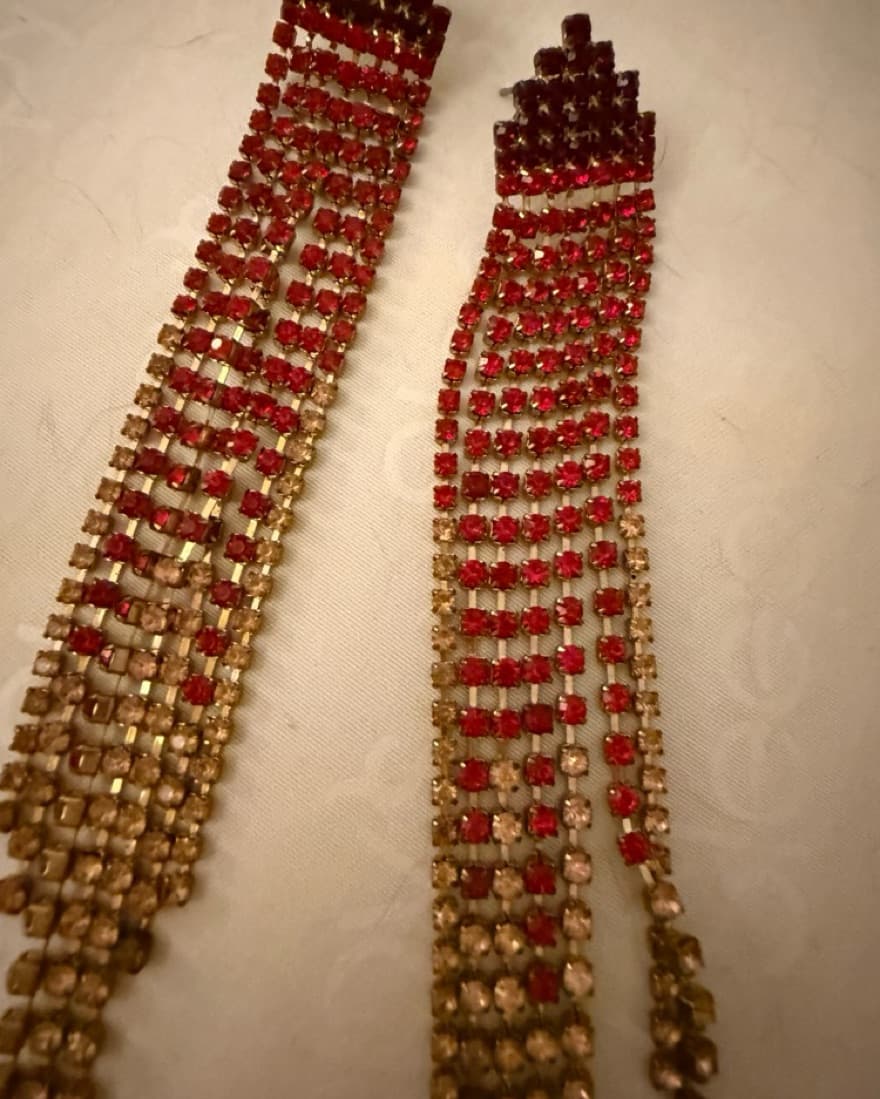 Red Rhinestone Earrings  - Image 2