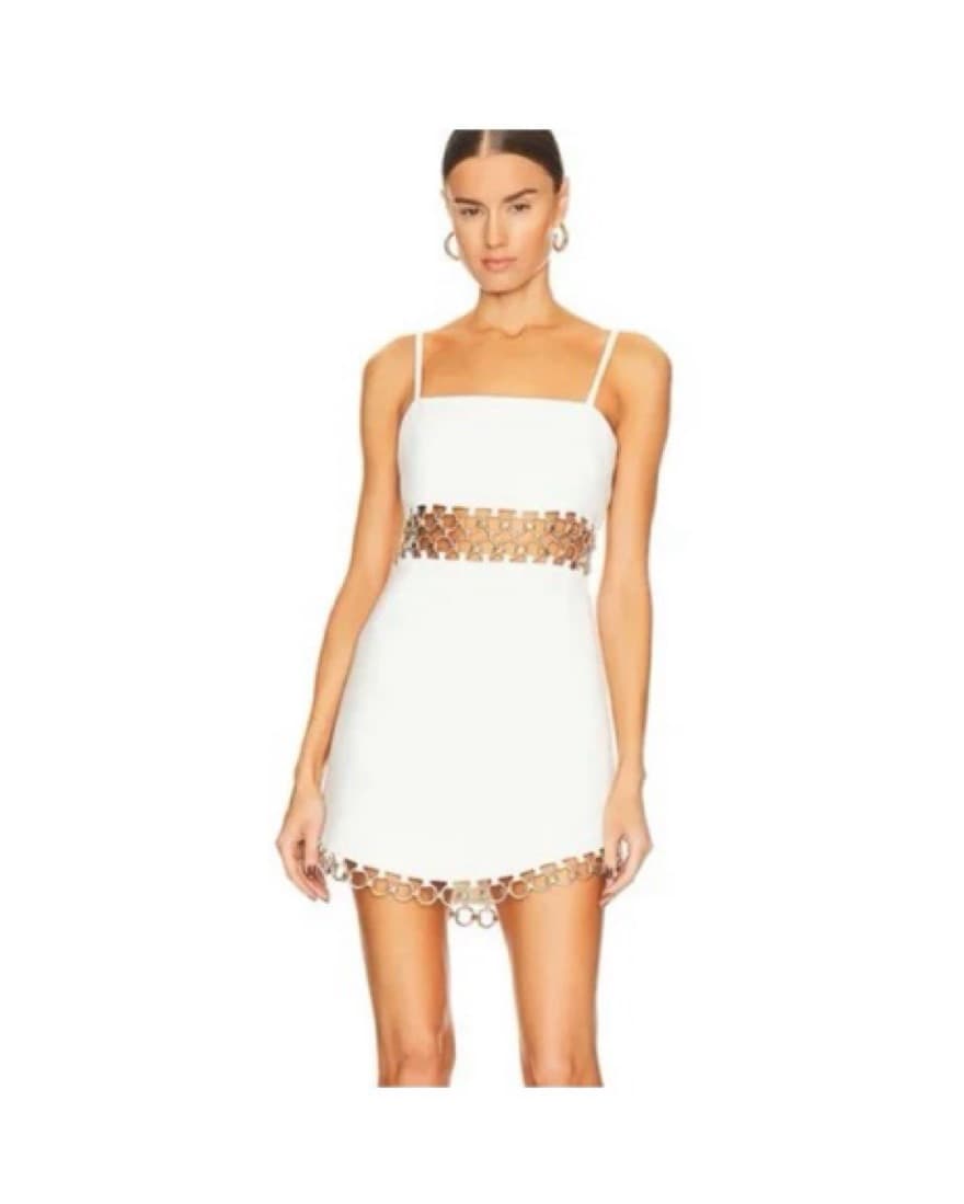 White And Gold Mini Dress - Image 1