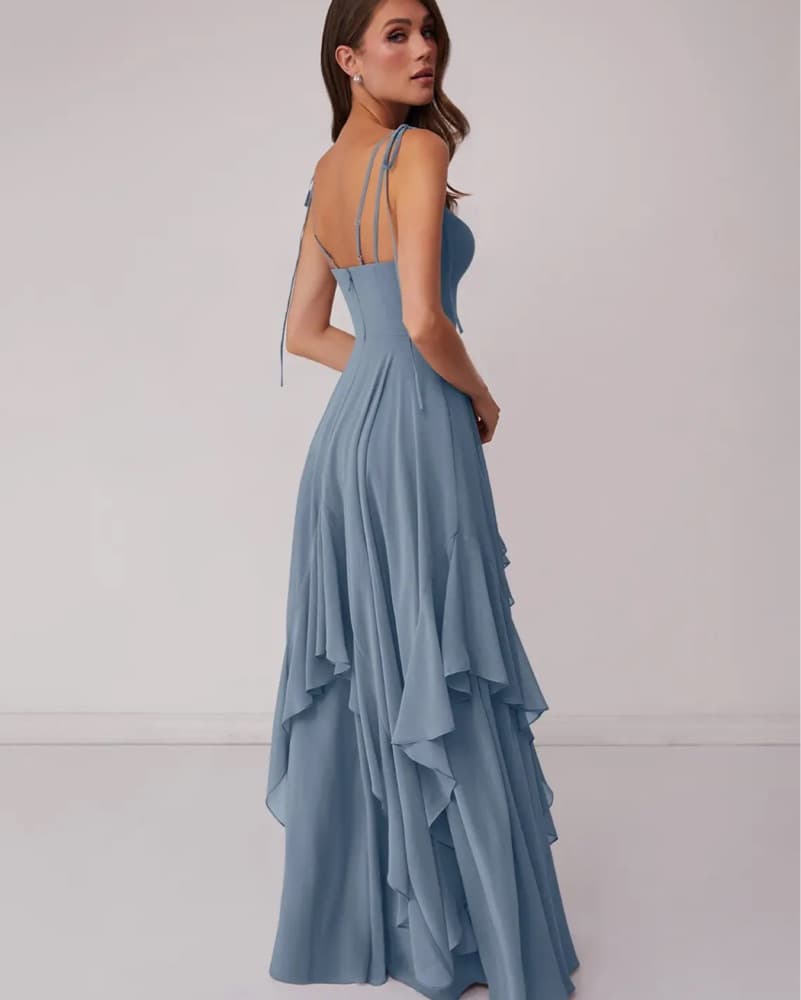 Elegant Ruffled Bridesmaid Maxi Dress - Image 2