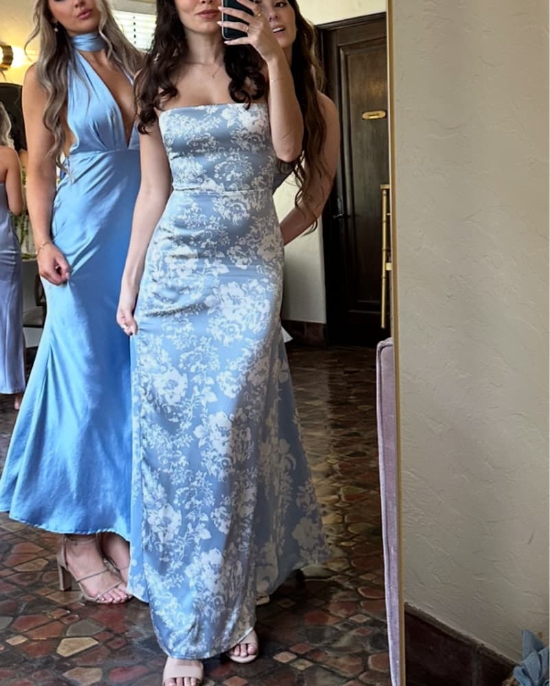 Elegant Floral Silk Dress - Image 1