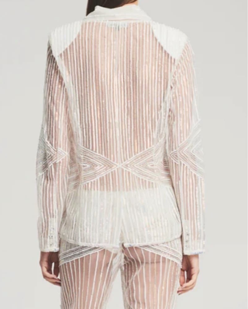 Retrofete Jocelyn White Sequin Blazer XS - Image 4