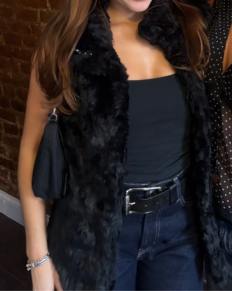 Black Fur Vest - Image 2