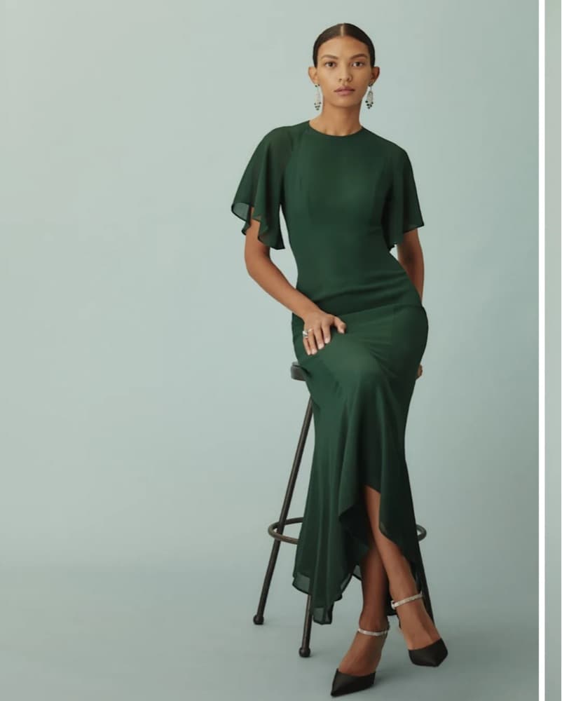 Green Reformation Black Tie Dress - Image 1