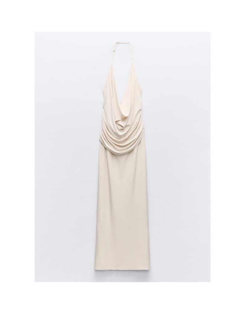 Zara Long Halter Draped Dress - Image 3