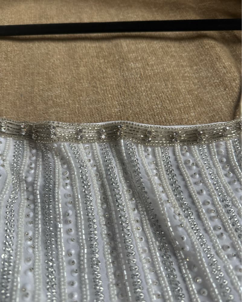 White Sequin Feather Dress - Image 3