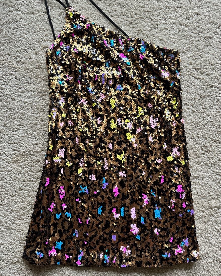 One Shoulder Sequin Mini Dress  - Image 1