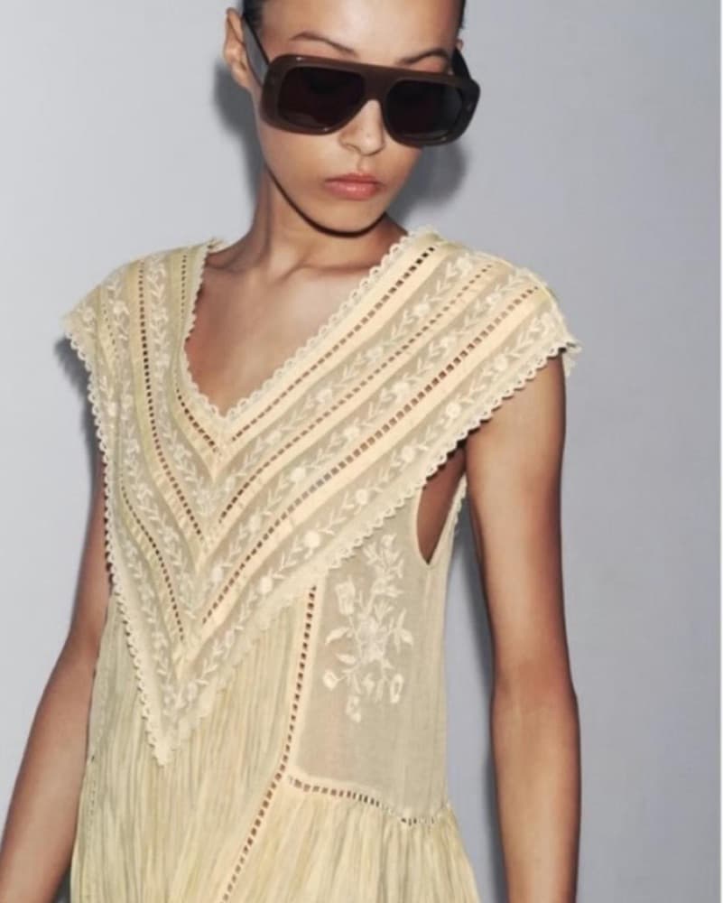 Zara ZW Yellow Lace Maxi Dress  - Image 3