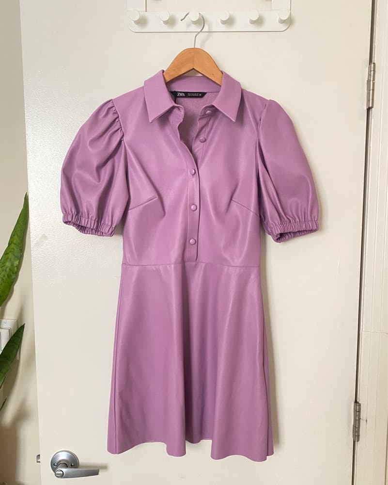 Zara Lavender Puff Sleeve Mini Dress - Image 1