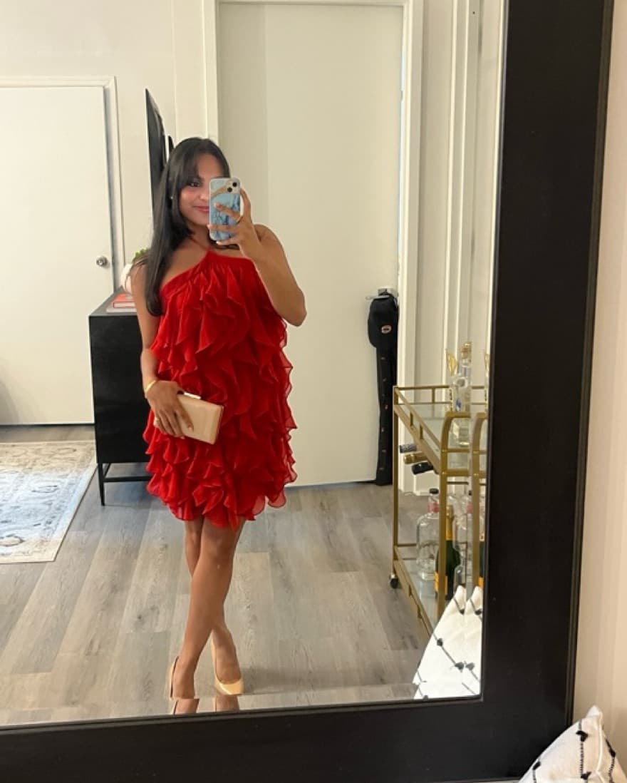 Custom Red Ruffle Dress - Image 1
