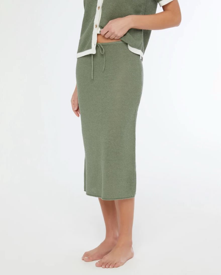 ONIA LINEN KNIT LOW RISE MIDI SKIRT - Image 3