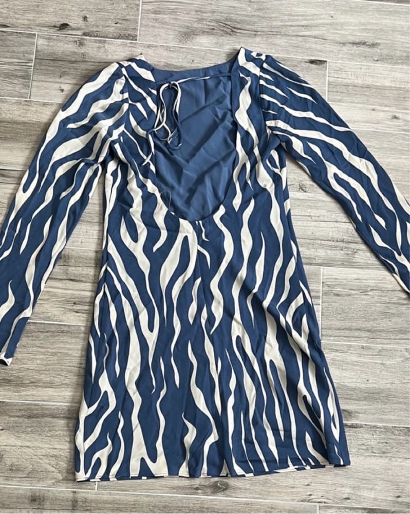 Low Back Zebra Print Dress - Image 2