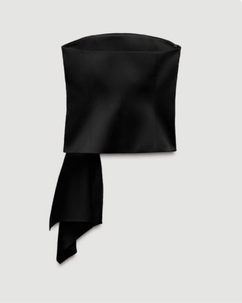 Zara Pleated Satin Strapless Top  - Image 3