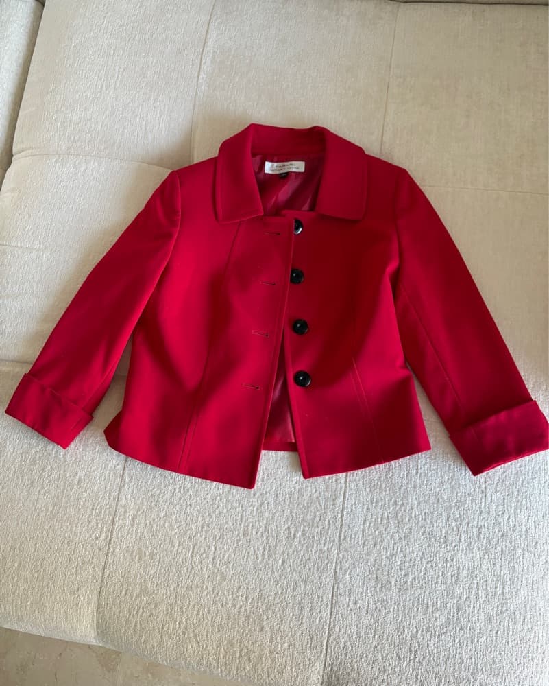 Vibrant Red Cropped Jacket - Image 1