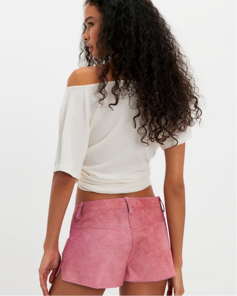 Understated Leather Pink Shorts - Image 2