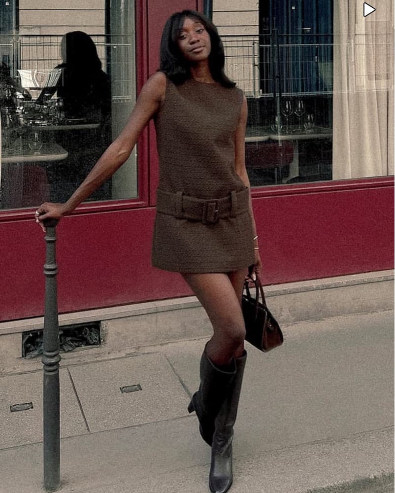 Belted Structured Mini Dress - Image 1