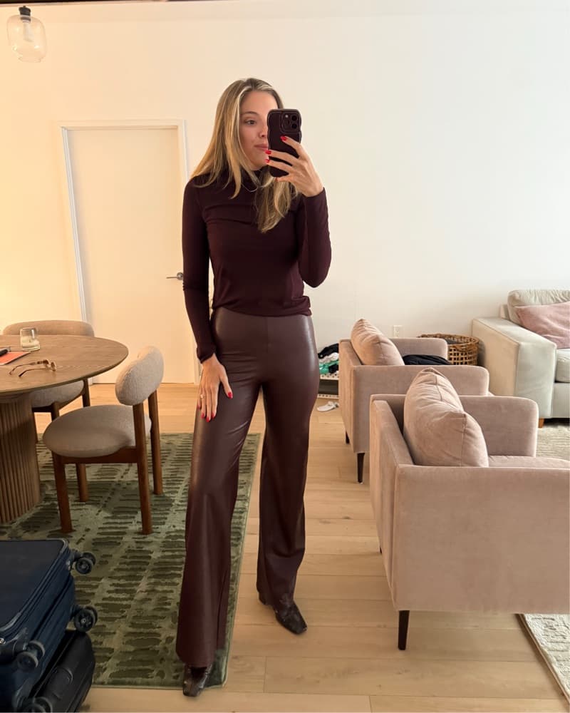 Oxblood Faux Leather Wide-Leg Pant - Image 2