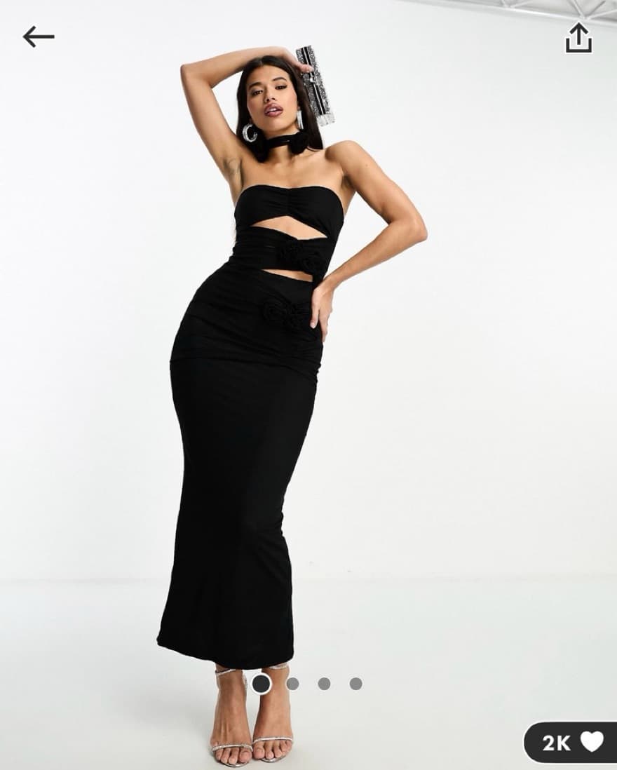 Cutout Bandage Dress With Roses - Image 2