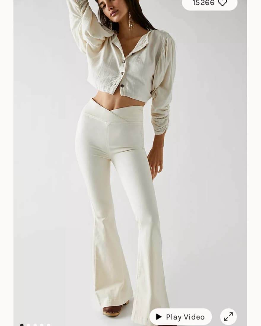 White Leather Flare Pants - Free People  - Image 2