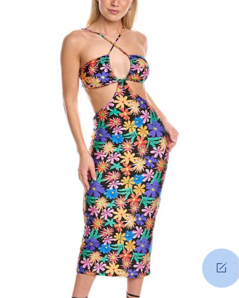 PatBo Aster Cutout Floral Midi Dress - Image 1