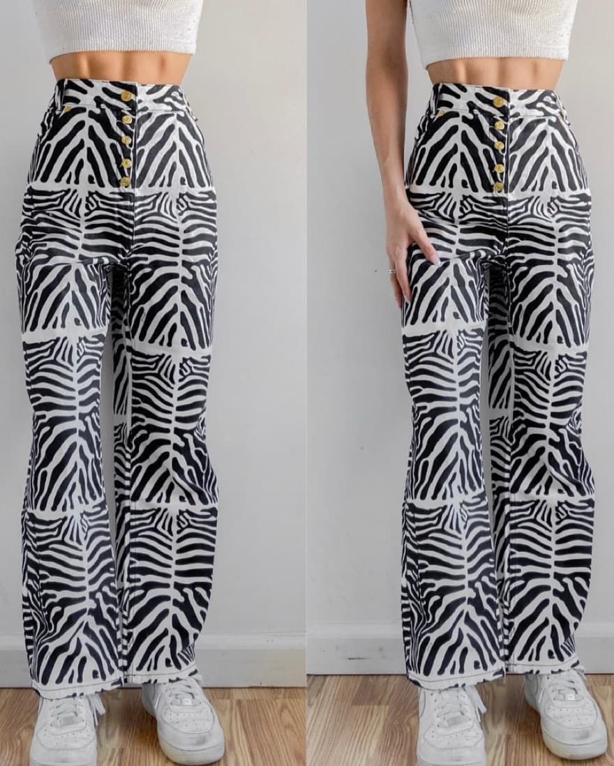 House Of Sunny Zebra Print Denim - Image 4