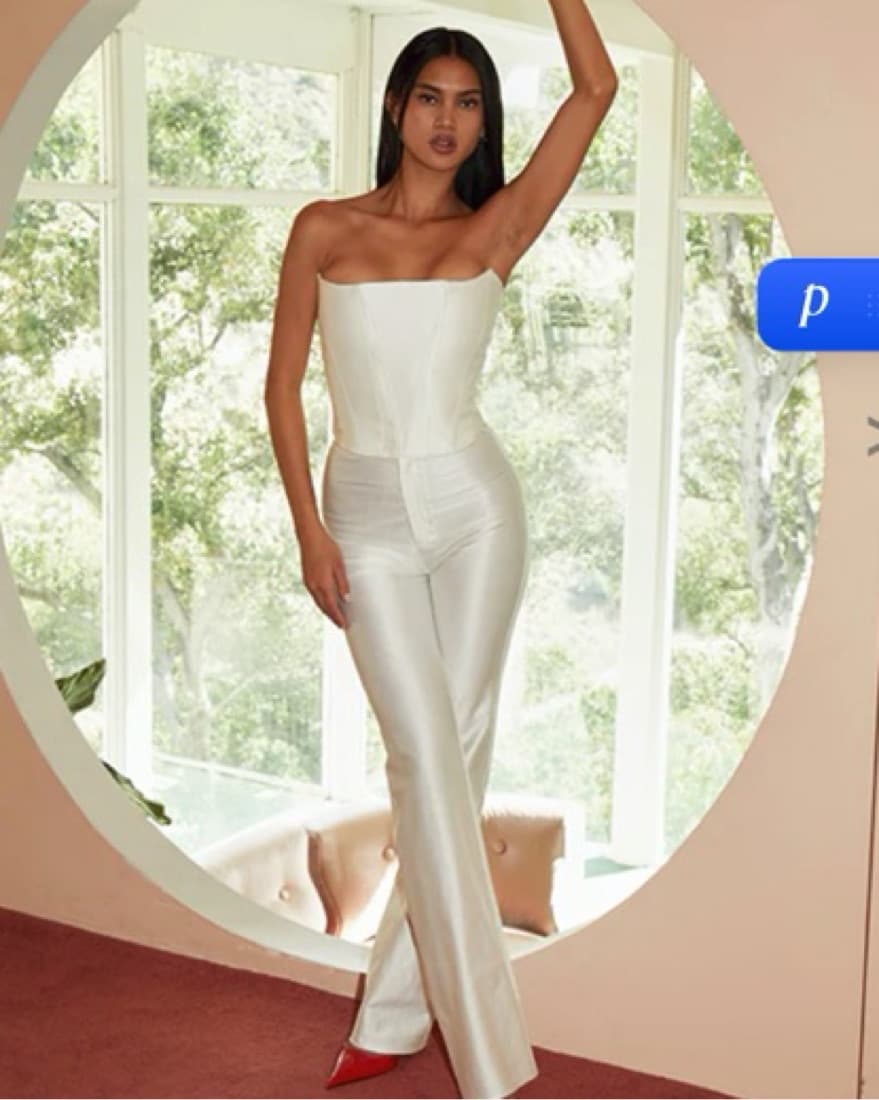 Luxurious White Corset Top Pants  - Image 1
